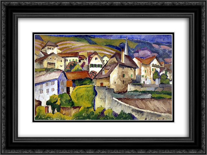 City in Switzerland 24x18 Black Ornate Wood Framed Art Print Poster with Double Matting by Mashkov, Ilya