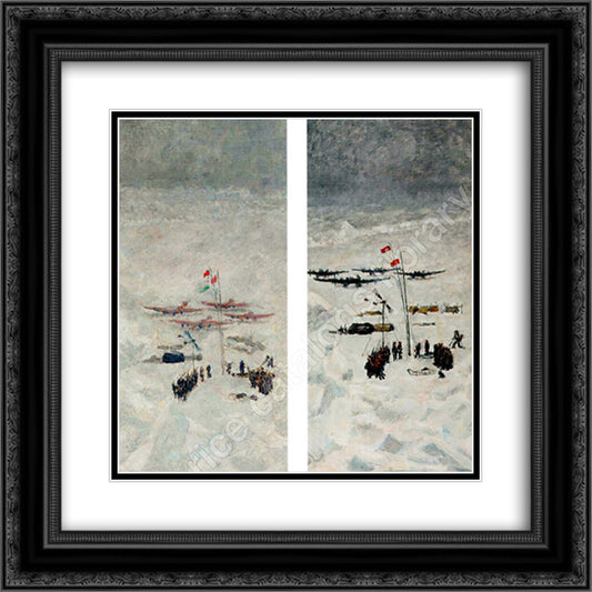 Conquest of the North Pole 20x20 Black Ornate Wood Framed Art Print Poster with Double Matting by Mashkov, Ilya