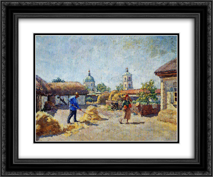 Courtyard in the village Mikhailovskaya 24x20 Black Ornate Wood Framed Art Print Poster with Double Matting by Mashkov, Ilya