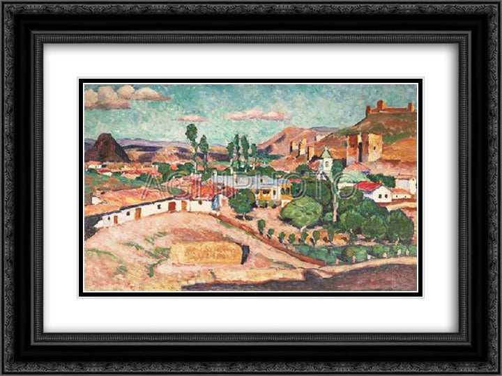 Crimean landscape. Sudak 24x18 Black Ornate Wood Framed Art Print Poster with Double Matting by Mashkov, Ilya