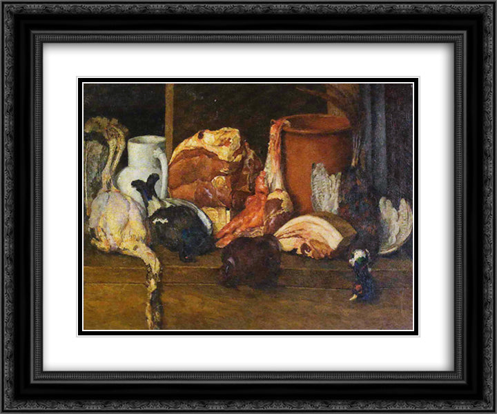 Eatables Moscow. Meat, poultry 24x20 Black Ornate Wood Framed Art Print Poster with Double Matting by Mashkov, Ilya