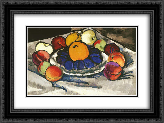 Fruit on the plate 24x18 Black Ornate Wood Framed Art Print Poster with Double Matting by Mashkov, Ilya