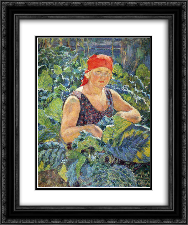 Girl on the tobacco plantations 20x24 Black Ornate Wood Framed Art Print Poster with Double Matting by Mashkov, Ilya