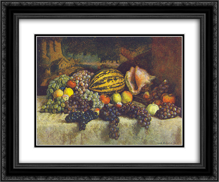 Grapes 24x20 Black Ornate Wood Framed Art Print Poster with Double Matting by Mashkov, Ilya