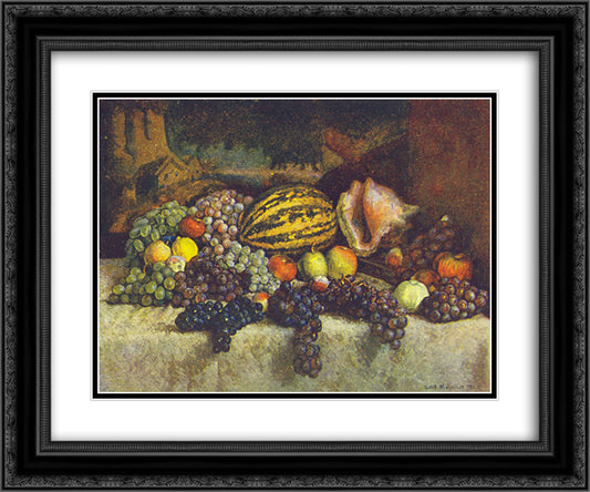 Grapes 24x20 Black Ornate Wood Framed Art Print Poster with Double Matting by Mashkov, Ilya