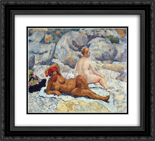 Gurzuf. Women's beach 22x20 Black Ornate Wood Framed Art Print Poster with Double Matting by Mashkov, Ilya