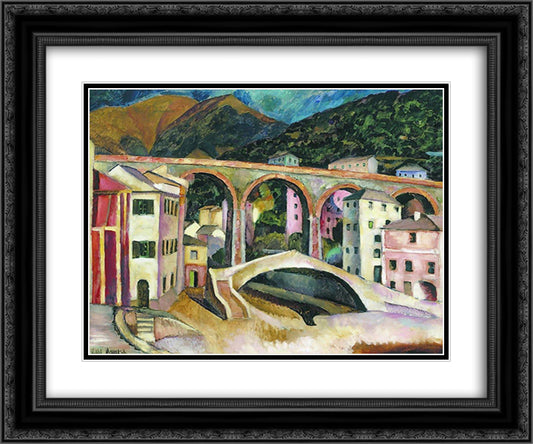 Italy. Nervi. Landscape with aqueduct 24x20 Black Ornate Wood Framed Art Print Poster with Double Matting by Mashkov, Ilya