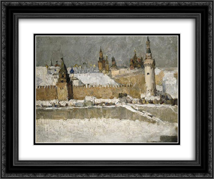 Kremlin in winter 24x20 Black Ornate Wood Framed Art Print Poster with Double Matting by Mashkov, Ilya