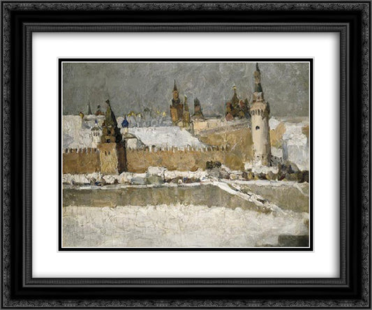 Kremlin in winter 24x20 Black Ornate Wood Framed Art Print Poster with Double Matting by Mashkov, Ilya