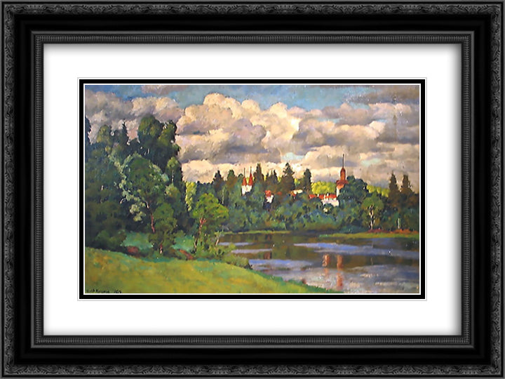 Neva. Islets. Rest House 24x18 Black Ornate Wood Framed Art Print Poster with Double Matting by Mashkov, Ilya