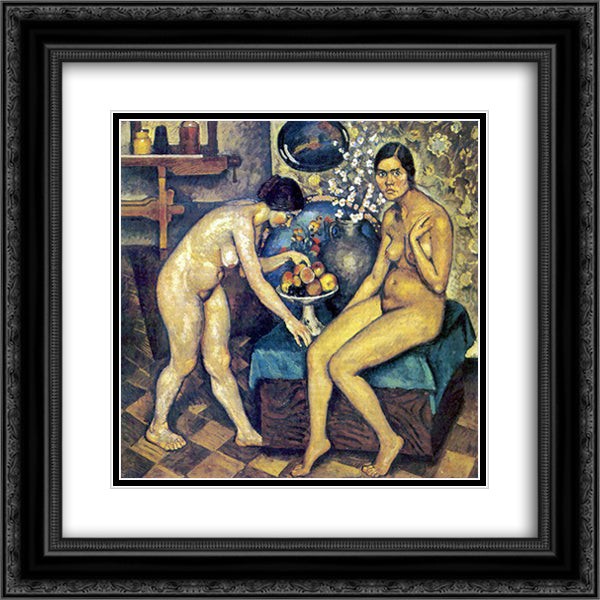 Nudes in the studio 20x20 Black Ornate Wood Framed Art Print Poster with Double Matting by Mashkov, Ilya