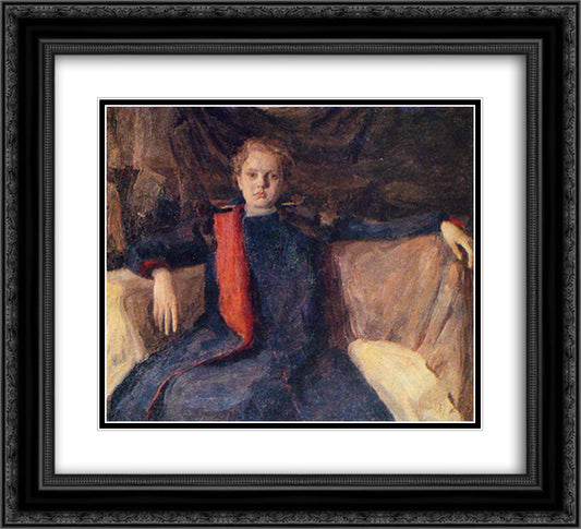 Portrait of a Girl 22x20 Black Ornate Wood Framed Art Print Poster with Double Matting by Mashkov, Ilya