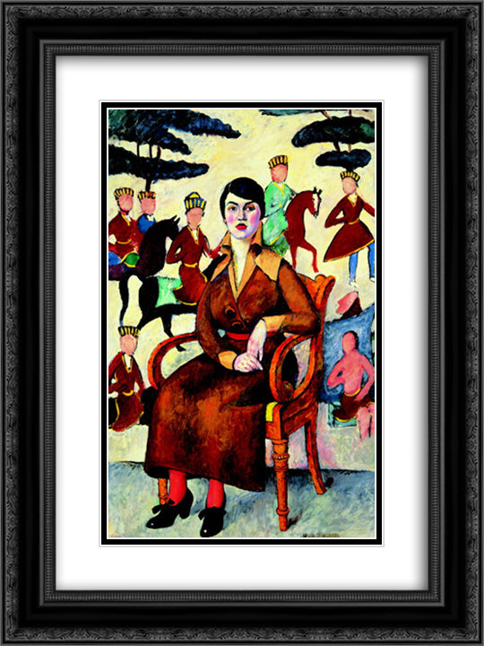 Portrait of a lady in a chair 18x24 Black Ornate Wood Framed Art Print Poster with Double Matting by Mashkov, Ilya