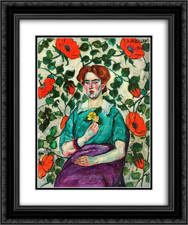 Portrait of a Woman. Minsk 20x24 Black Ornate Wood Framed Art Print Poster with Double Matting by Mashkov, Ilya