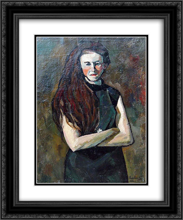 Portrait of Emma Ribarik 20x24 Black Ornate Wood Framed Art Print Poster with Double Matting by Mashkov, Ilya