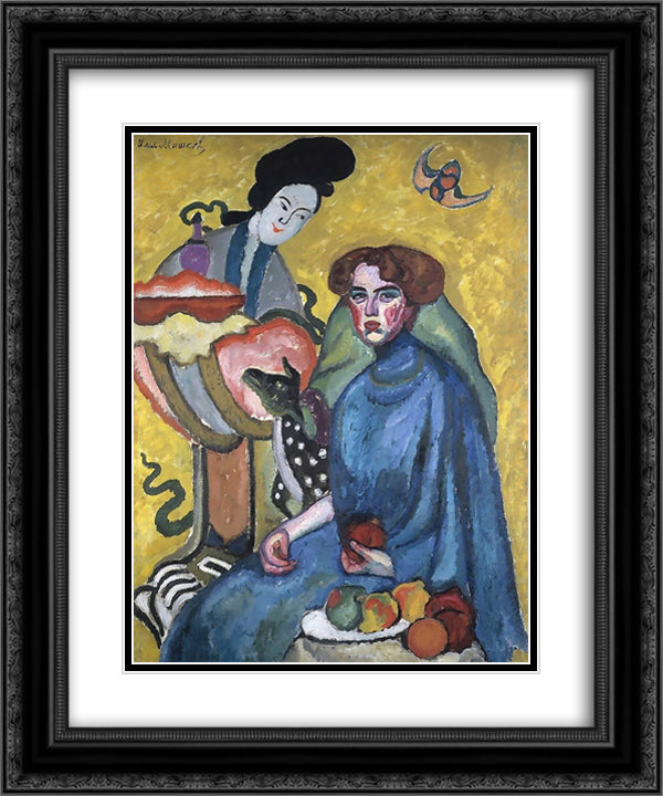 Portrait of Evguenia Kirkaldi 20x24 Black Ornate Wood Framed Art Print Poster with Double Matting by Mashkov, Ilya