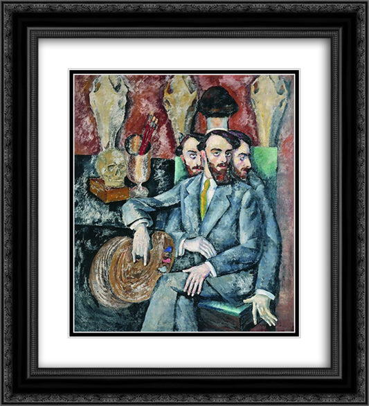 Portrait of the Artist A. Milman 20x22 Black Ornate Wood Framed Art Print Poster with Double Matting by Mashkov, Ilya