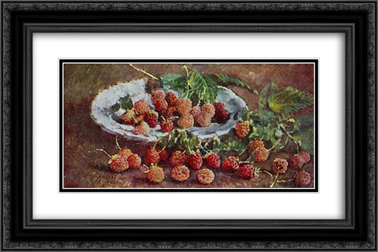 Raspberry 24x16 Black Ornate Wood Framed Art Print Poster with Double Matting by Mashkov, Ilya