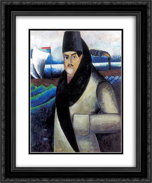 Self-portrait 20x24 Black Ornate Wood Framed Art Print Poster with Double Matting by Mashkov, Ilya