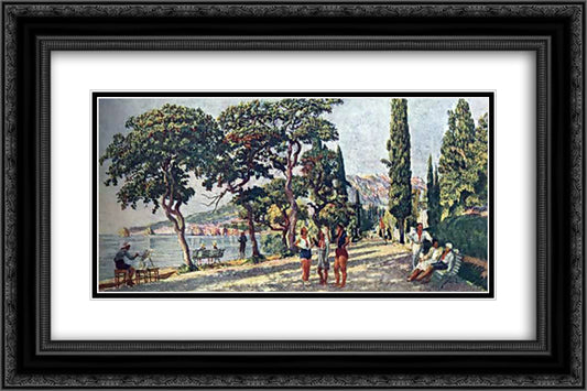 September morning in Artek 24x16 Black Ornate Wood Framed Art Print Poster with Double Matting by Mashkov, Ilya