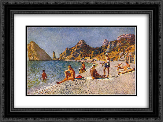 Simeiz beach 24x18 Black Ornate Wood Framed Art Print Poster with Double Matting by Mashkov, Ilya