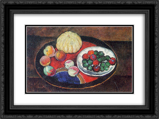 Still Life. Fruits 24x18 Black Ornate Wood Framed Art Print Poster with Double Matting by Mashkov, Ilya