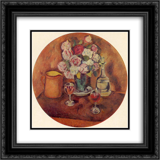 Still Life. Roses 20x20 Black Ornate Wood Framed Art Print Poster with Double Matting by Mashkov, Ilya