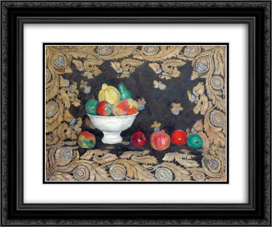 Still life 24x20 Black Ornate Wood Framed Art Print Poster with Double Matting by Mashkov, Ilya