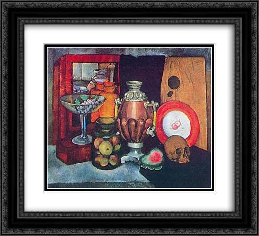 Still Life with a Samovar 22x20 Black Ornate Wood Framed Art Print Poster with Double Matting by Mashkov, Ilya