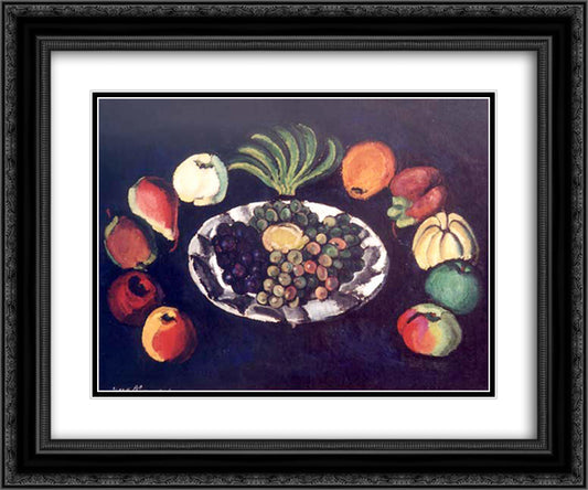 Still life with bananas 24x20 Black Ornate Wood Framed Art Print Poster with Double Matting by Mashkov, Ilya