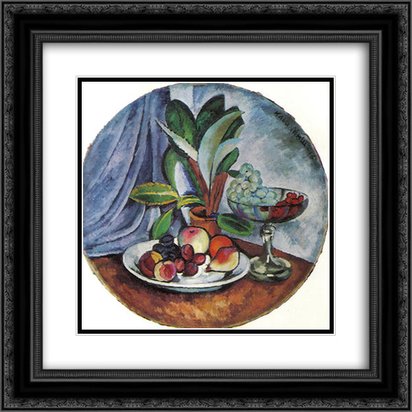 Still Life with Cactus 20x20 Black Ornate Wood Framed Art Print Poster with Double Matting by Mashkov, Ilya