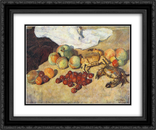 Still Life with crabs 24x20 Black Ornate Wood Framed Art Print Poster with Double Matting by Mashkov, Ilya