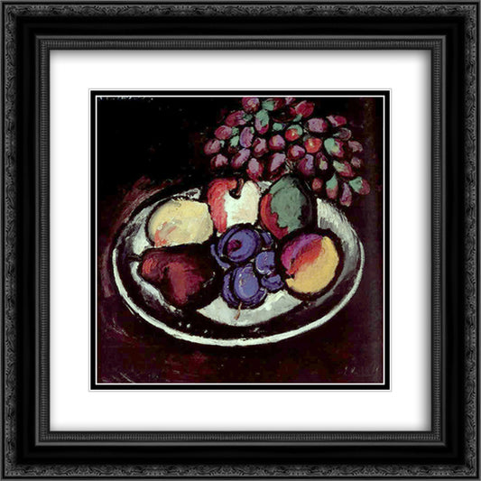 Still Life with Grapes 20x20 Black Ornate Wood Framed Art Print Poster with Double Matting by Mashkov, Ilya