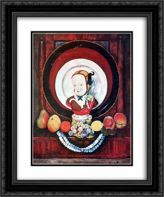 Still life with porcelain doll 20x24 Black Ornate Wood Framed Art Print Poster with Double Matting by Mashkov, Ilya