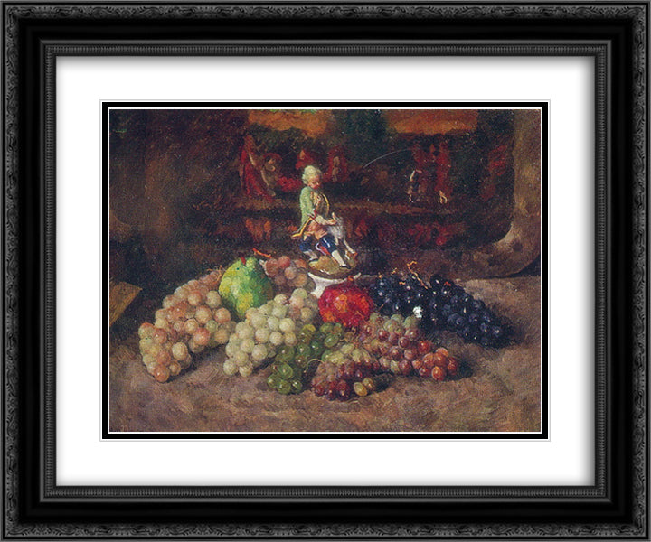 Still life with statuette 24x20 Black Ornate Wood Framed Art Print Poster with Double Matting by Mashkov, Ilya