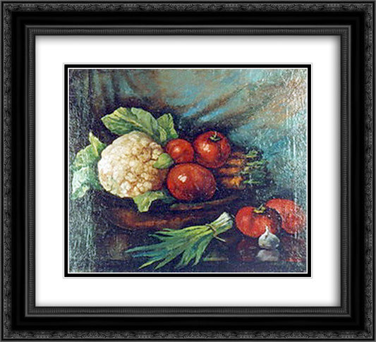 Still Life with Vegetables 22x20 Black Ornate Wood Framed Art Print Poster with Double Matting by Mashkov, Ilya