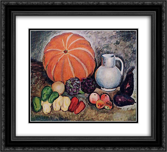 Still life with Vegetables 22x20 Black Ornate Wood Framed Art Print Poster with Double Matting by Mashkov, Ilya