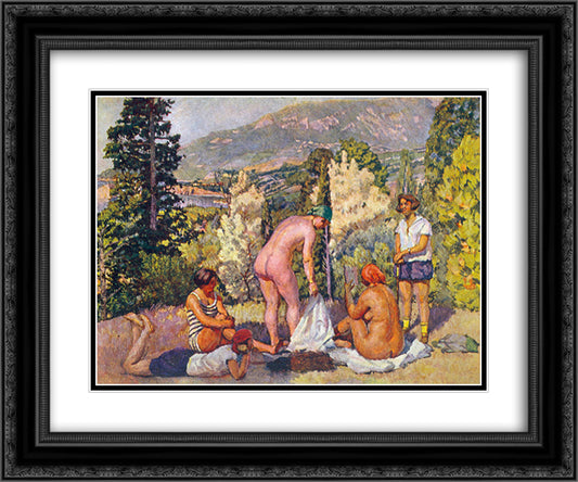 Sunbathing in the Crimea 24x20 Black Ornate Wood Framed Art Print Poster with Double Matting by Mashkov, Ilya