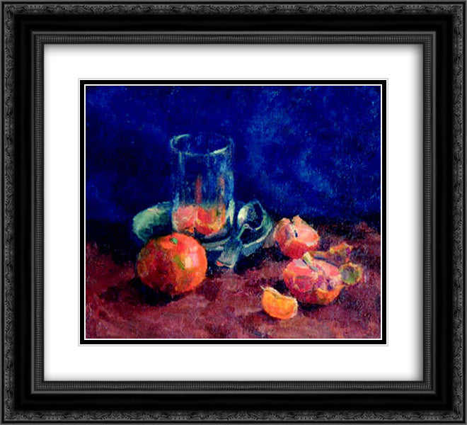 Tangerines and glass 22x20 Black Ornate Wood Framed Art Print Poster with Double Matting by Mashkov, Ilya