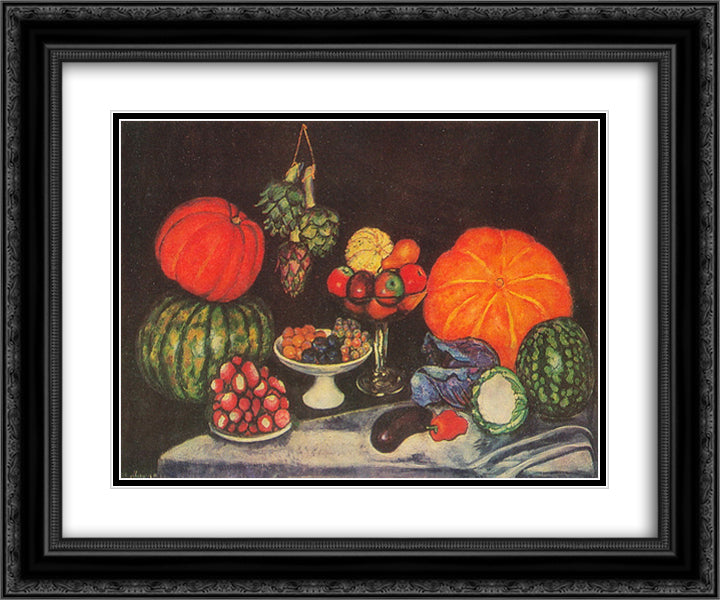 Vegetables. Still life 24x20 Black Ornate Wood Framed Art Print Poster with Double Matting by Mashkov, Ilya