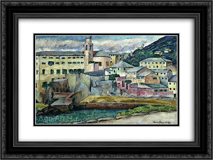 View of Nervi 24x18 Black Ornate Wood Framed Art Print Poster with Double Matting by Mashkov, Ilya