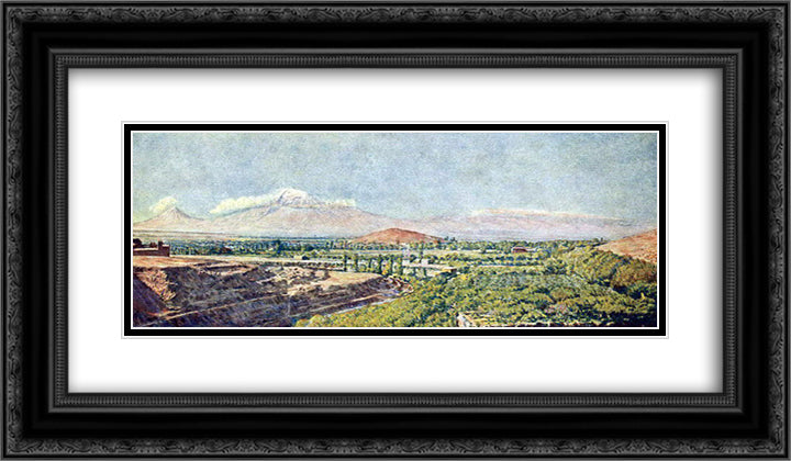 View of the valley Ararat 24x14 Black Ornate Wood Framed Art Print Poster with Double Matting by Mashkov, Ilya