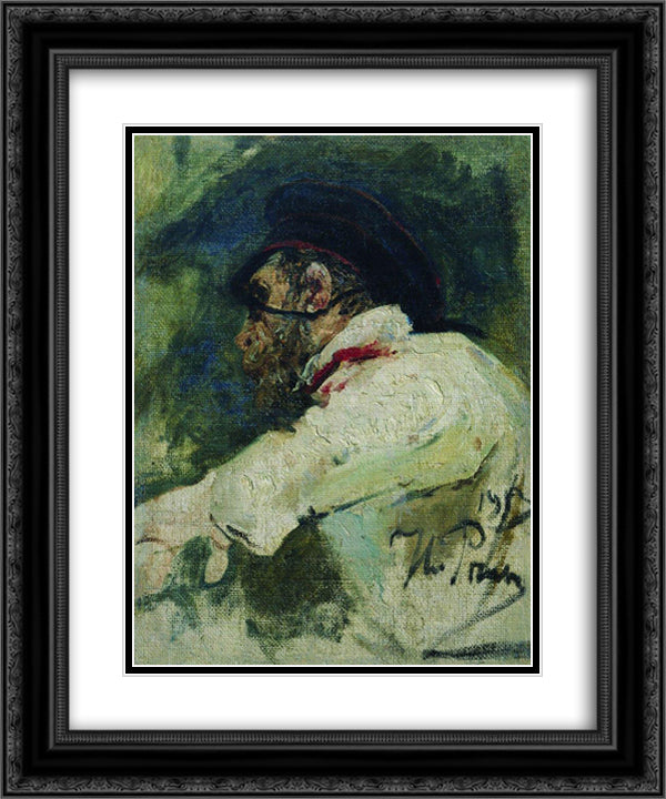 A man in white jacket 20x24 Black Ornate Wood Framed Art Print Poster with Double Matting by Repin, Ilya