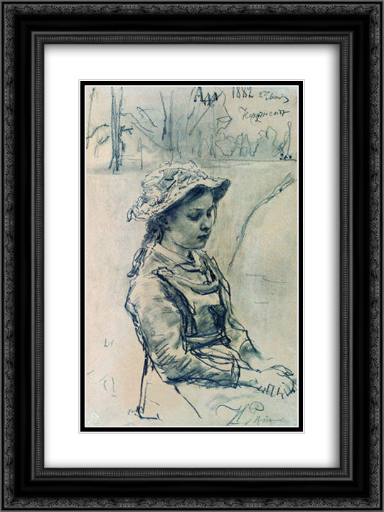 Ada girl 18x24 Black Ornate Wood Framed Art Print Poster with Double Matting by Repin, Ilya