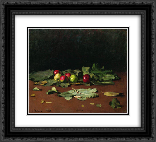 Apples and Leaves 22x20 Black Ornate Wood Framed Art Print Poster with Double Matting by Repin, Ilya