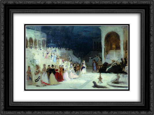 Ballet scene 24x18 Black Ornate Wood Framed Art Print Poster with Double Matting by Repin, Ilya