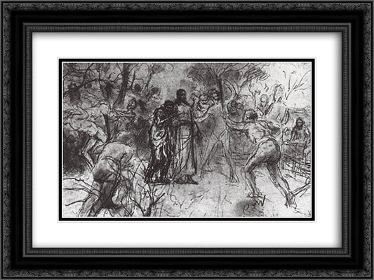 Betrayal in the Garden of Gethsemane 24x18 Black Ornate Wood Framed Art Print Poster with Double Matting by Repin, Ilya