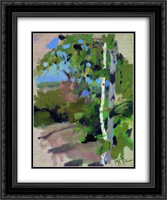 Birch trees. Sunny day. 20x24 Black Ornate Wood Framed Art Print Poster with Double Matting by Repin, Ilya