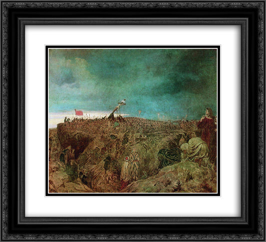 Calvary (Crucifixion) 22x20 Black Ornate Wood Framed Art Print Poster with Double Matting by Repin, Ilya