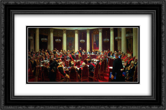 Ceremonial Meeting of the State Council on May 7, 1901 24x16 Black Ornate Wood Framed Art Print Poster with Double Matting by Repin, Ilya